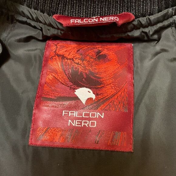 FALCON Nero quilted bomber jacket full zip front mix Media pockets lined men 3XL - Picture 3 of 12